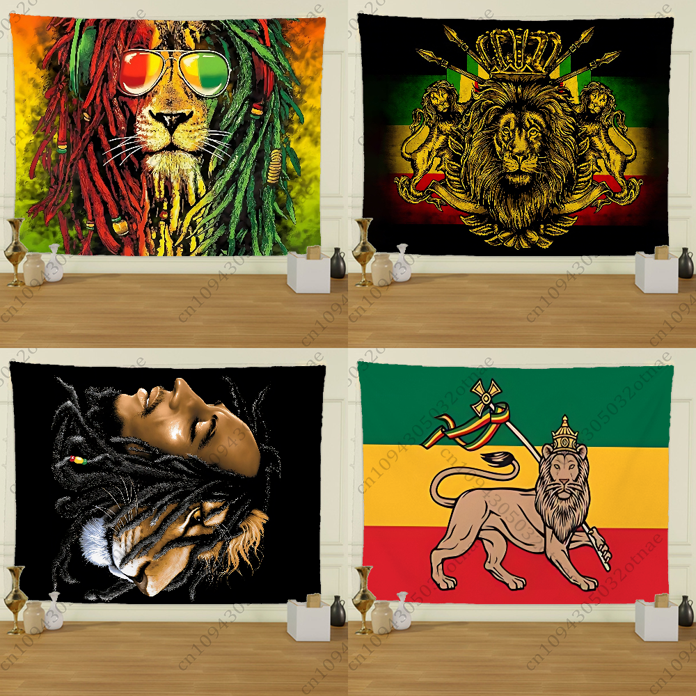 Home Gym Room - Rastafari Lion Head Bob Tapestry Flag