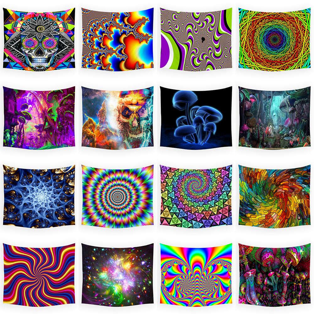 Home Gym Room - Tapestry Psychedelic Pattern Yoga Throw Beach