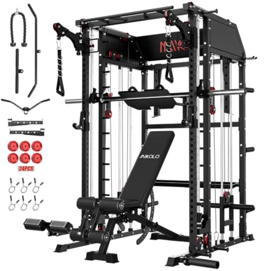 Home Gym Power Rack - Home gym Smith machine: steel, black,