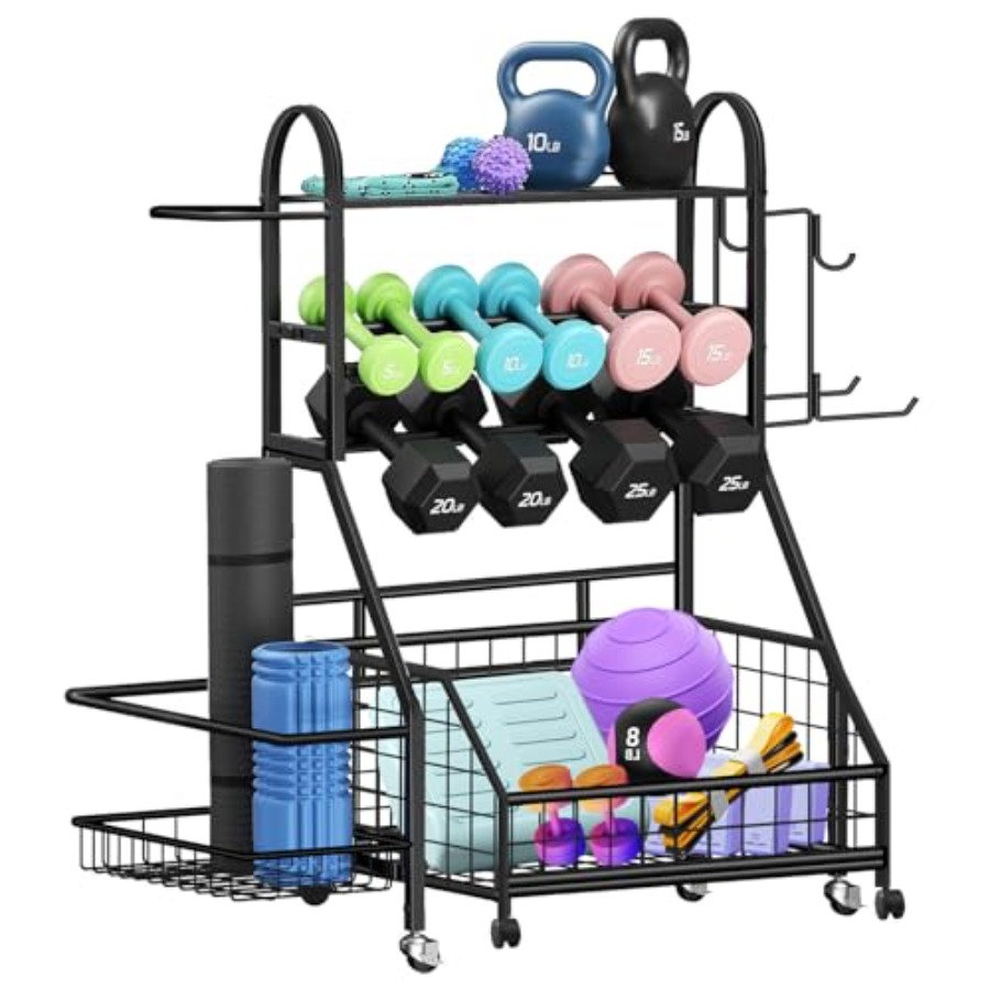 Adjustable Dumbbell Rack 400LB - Home Gym Yoga Mat Storage review and price