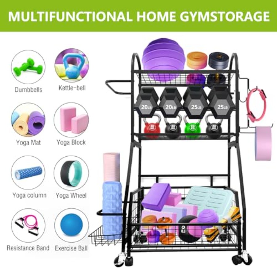 Adjustable Dumbbell Rack 400LB - Home Gym Yoga Mat Storage review and price