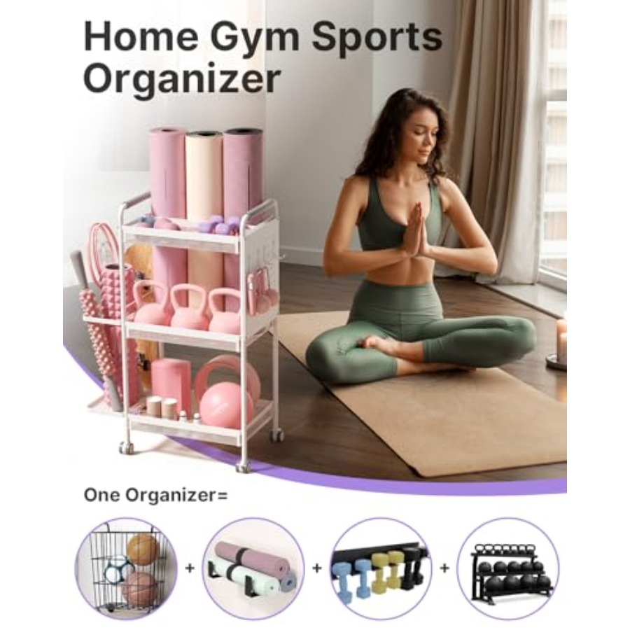 3-Tier Gym Storage Rack for Ho - Home Gym Yoga Mat Storage review and price