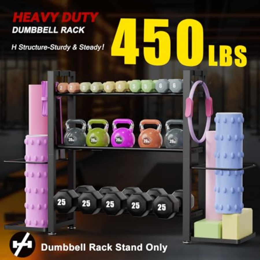 3-Tier Adjustable Dumbbell Rac - Home Gym Yoga Mat Storage review and price