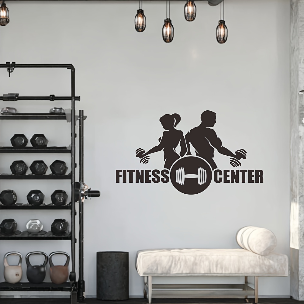 1PC Men And Women with Dumbbel - Home Gym Wallpaper review and price