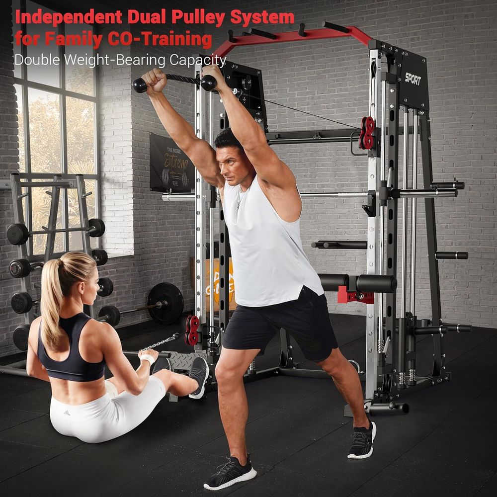 Home Gym Power Cage with Smith - Lat Pulldown Cable review and price