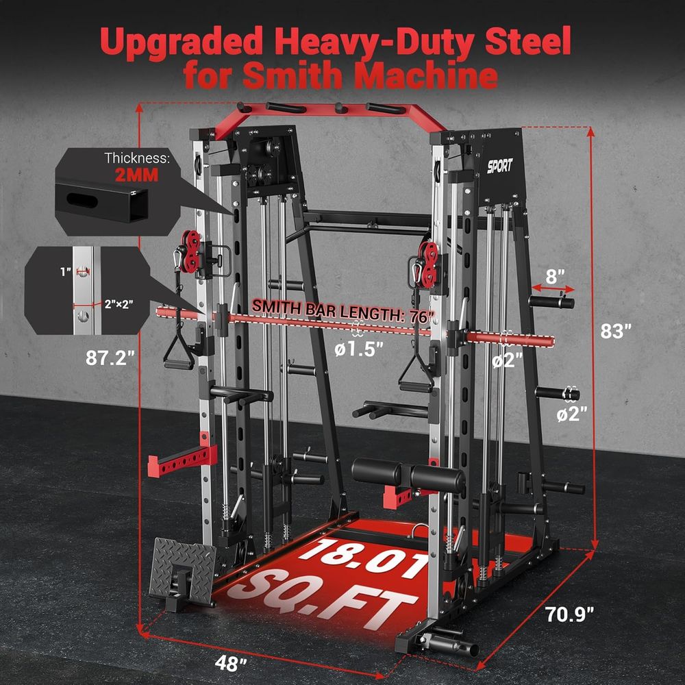 Home Gym Power Cage with Smith - Lat Pulldown Cable review and price