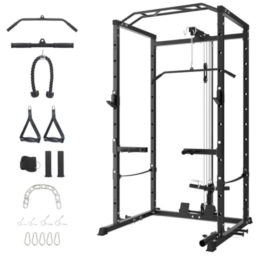 Home Gym Power Cage Heavy-Duty - Lat Pulldown Cable review and price