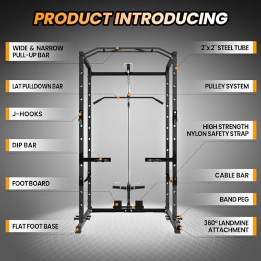 Home Gym Power Cage Heavy-Duty - Lat Pulldown Cable review and price