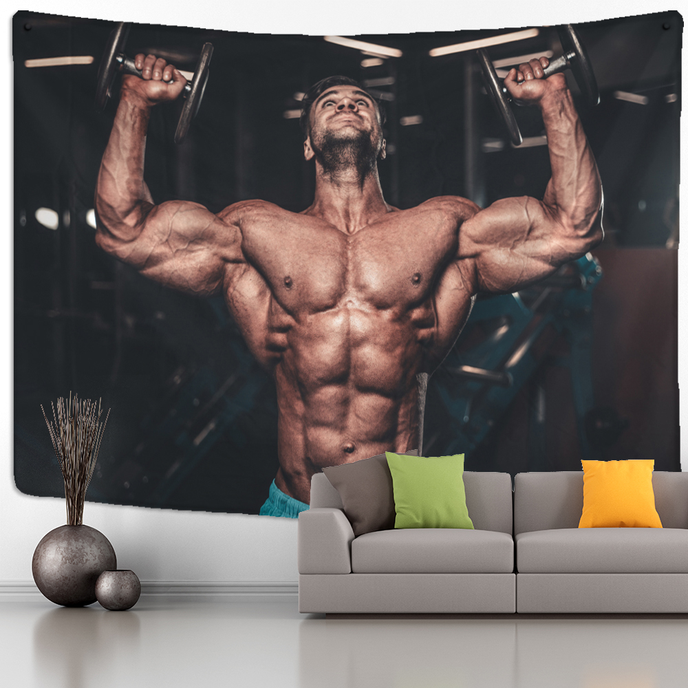 Fitness Muscle Man Tapestry Wa - Home Gym Room review and price