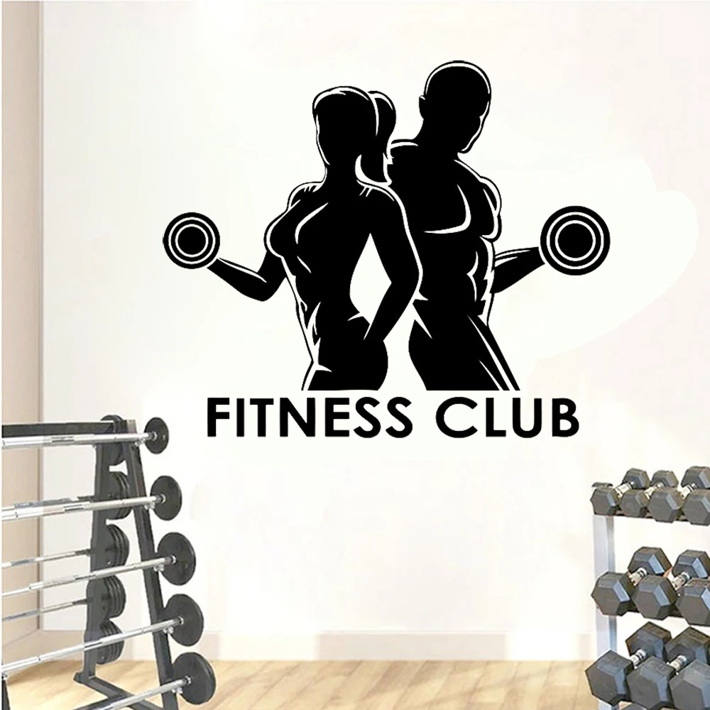 Man Woman Gym Wall Stickers Fi - Home Gym Wallpaper review and price